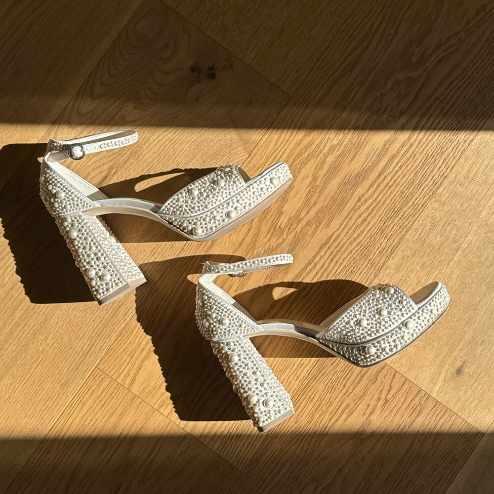 Dolce Vita Pandro Pearl Heel in True White Satin
